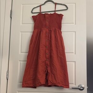 KSleeveless Button-Down Dress - Orange